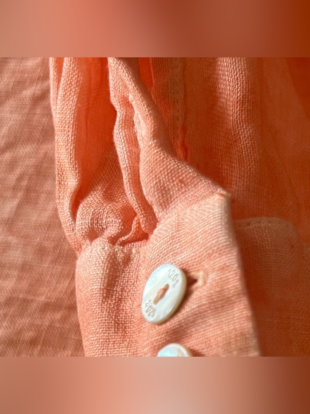120% Lino Popover Pure Linen Shirt in Tangerine - Picture 4 of 16